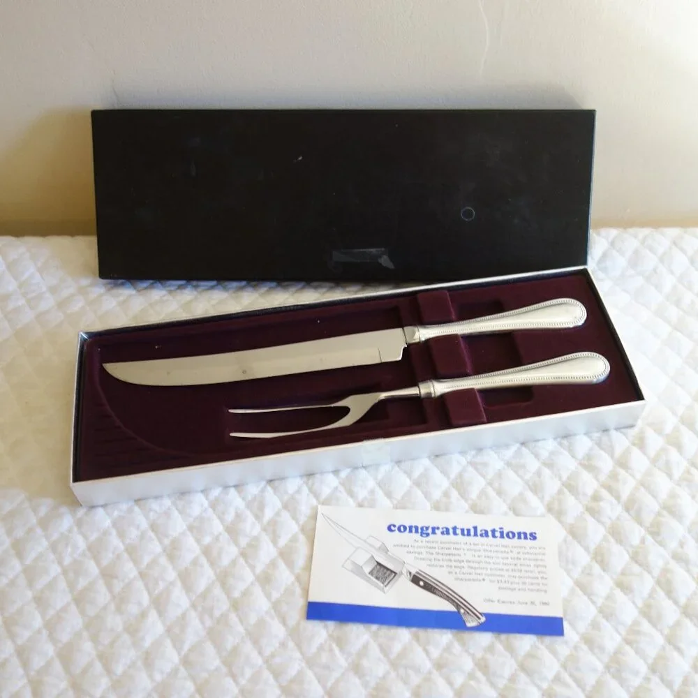 Vtg CARVEL HALL CUTLERY Stainless Carving Set – Fork & Knife – Original box